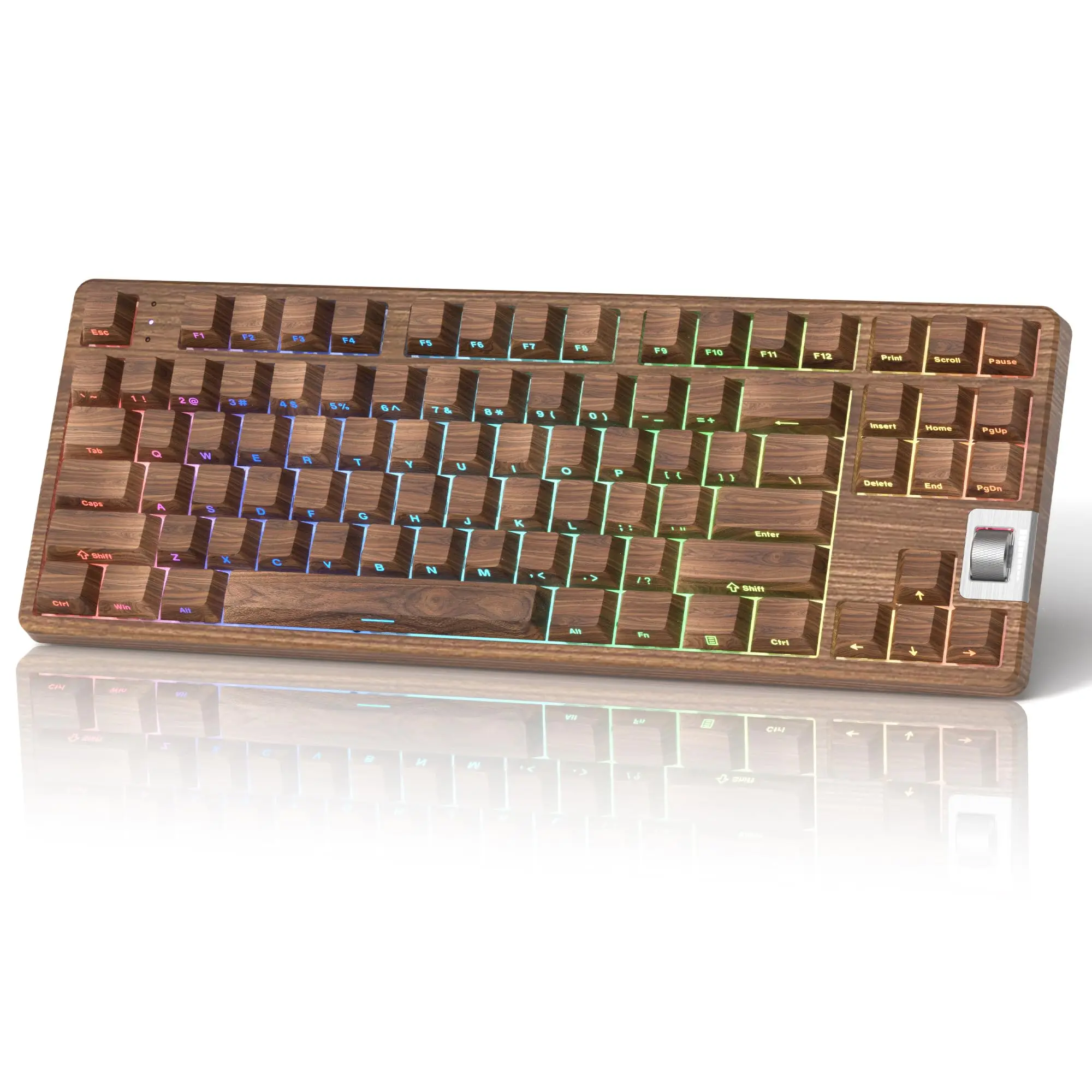 

WOMIER F87 Walnut 75% Wired Gaming Mechanical Keyboard Side Printed Backlit Program Keyboard with Pre-lubed White Switch for PC