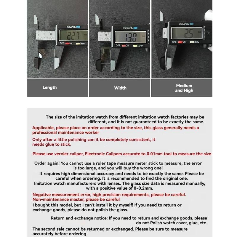 Para reloj de tanque Cartier, espejo cuadrado con parte trasera de tortuga, doble puente, barril de vino, cubierta de reloj de cristal mineral, piezas de repuesto
