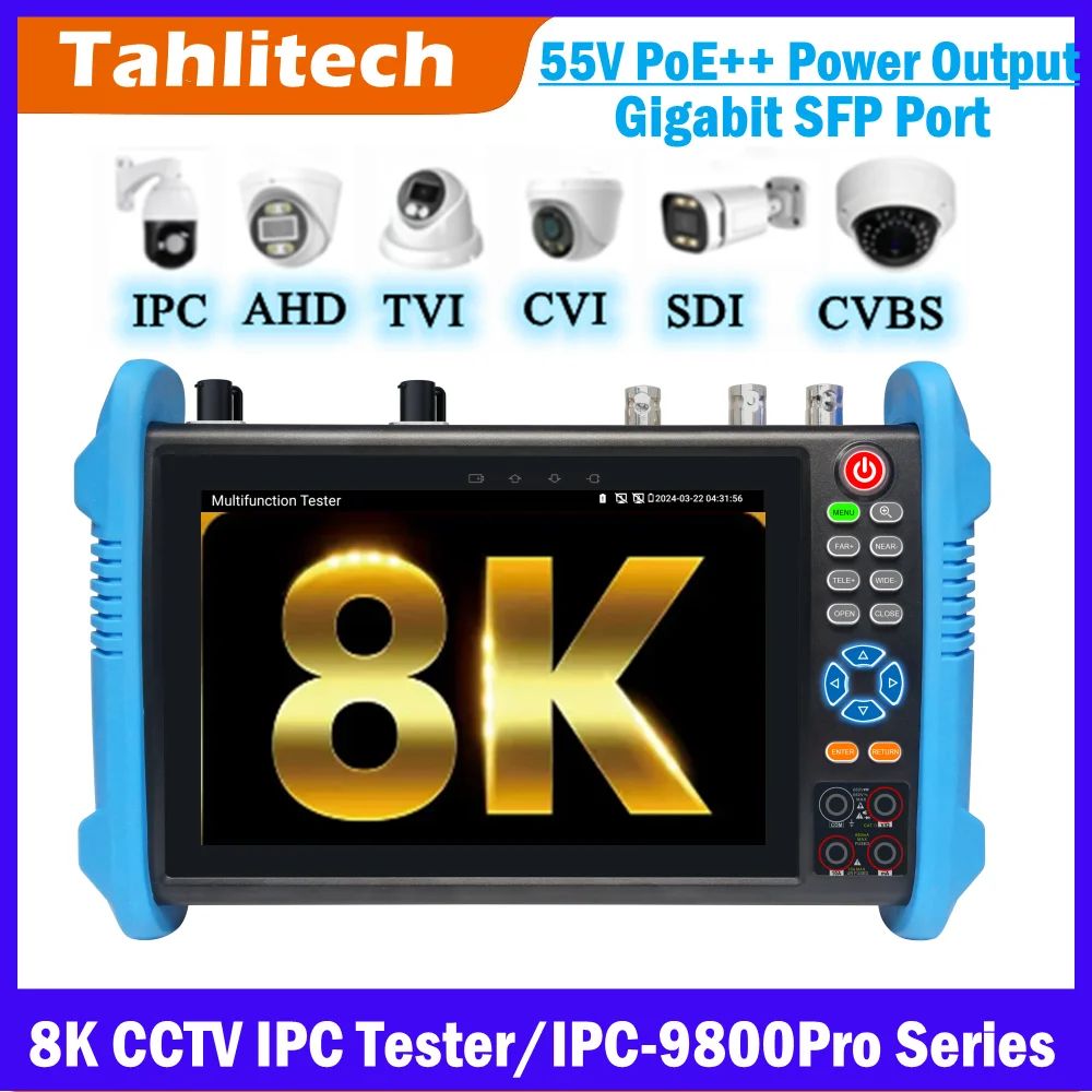 

IPC-9800Pro Тестер CCTV IPC POE 8MP AHD CVI TVI CVBS SDI Тестирование IP-камеры Тестер UTP-кабеля Onvif HDMI Вход VGA Мощность CCTV Tes