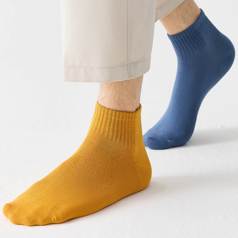 5Pair Men Combed Cotton Socks Short Breathable Odor proof and antibacterial BusinessAutumn and Winter for Male sock High Quality