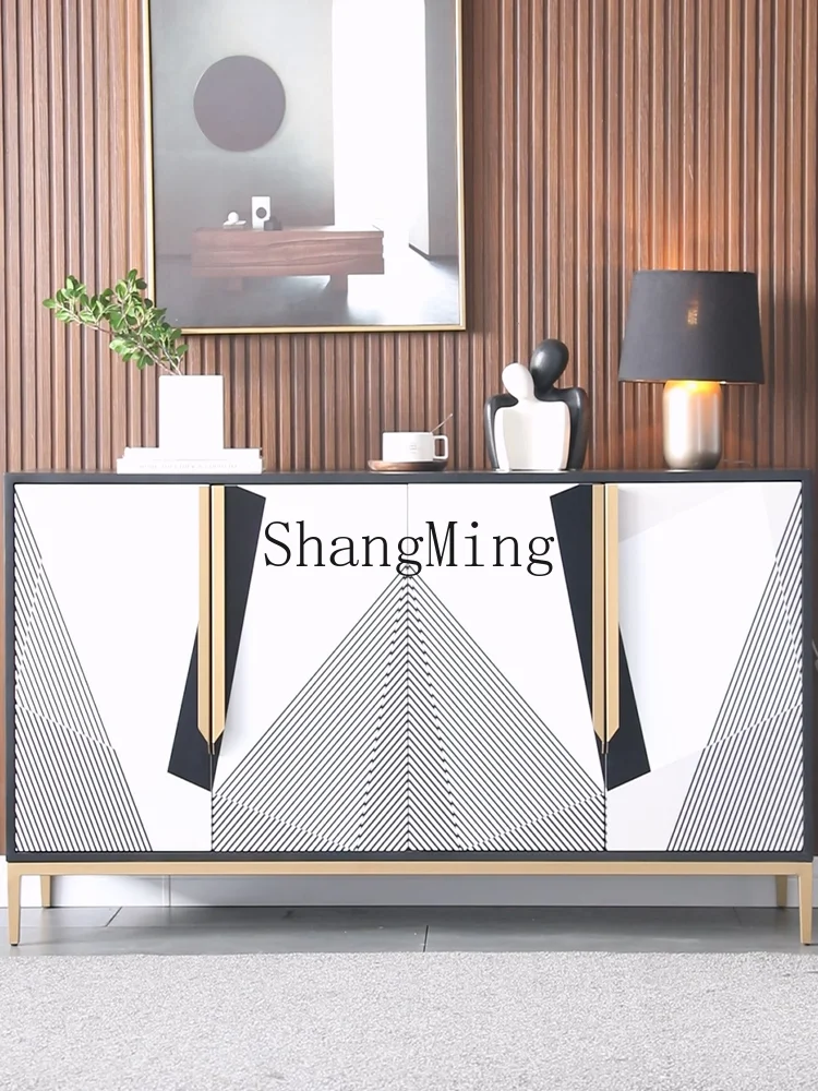 

CL light luxury entrance door side cabinet geometric decoration whole dining room line storage storage cabinet