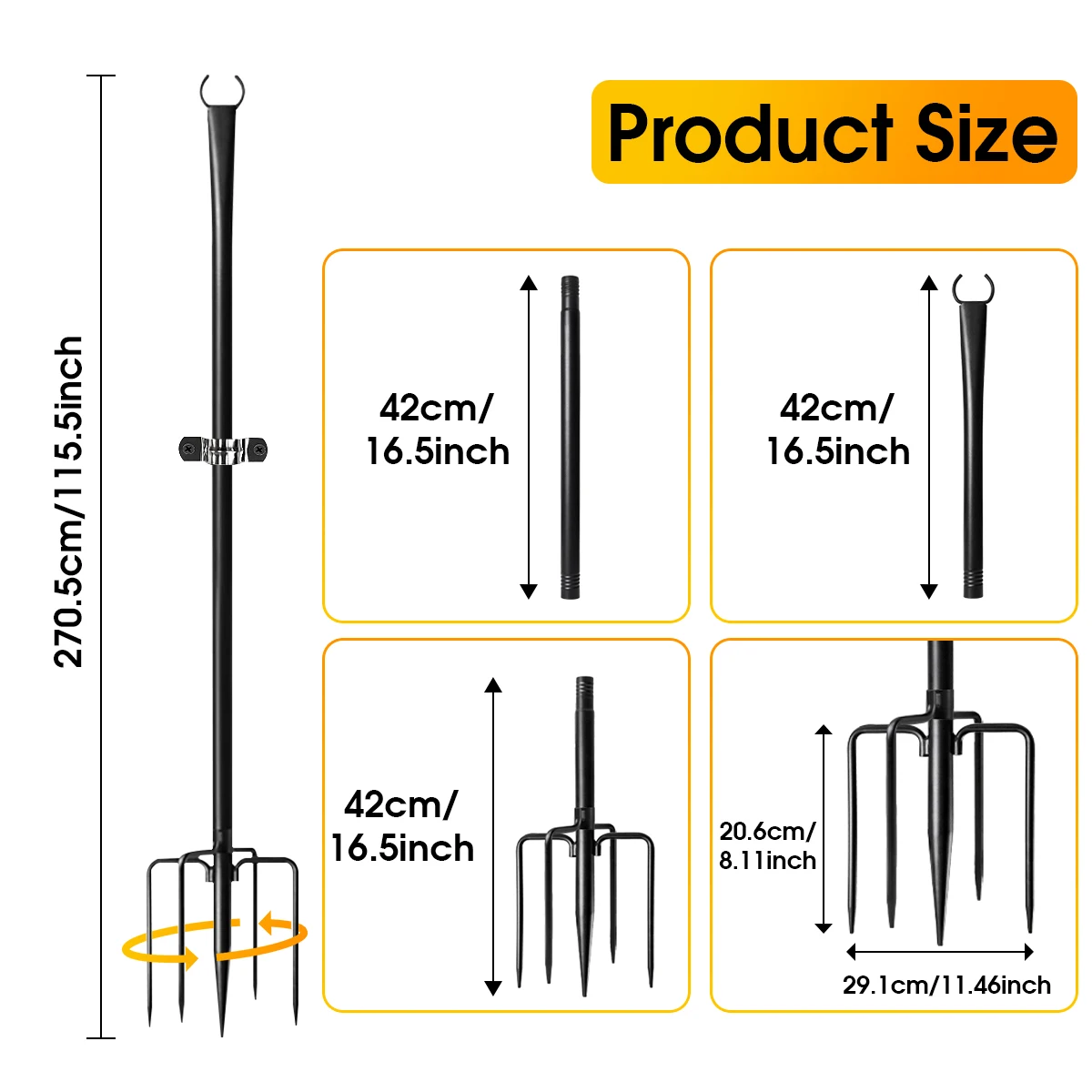 4 Pack 10ft String Light Pole for Deck, Metal String Light Pole for Outdoor Hanging,  (only string light pole)