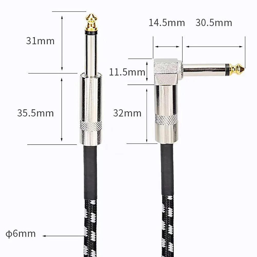 6,35 mm Audiokabel TRS 1/4 Zoll 6,5 mm Audiokabel für E-Gitarre Bass 1,5 m 3 m vergoldetes, abgeschirmtes, geräuscharmes Klinkenkabel – Detail 8