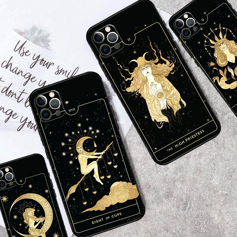 Coque antichoc motif totem mystérieux Lune des Sorcières Tarot pour iPhone 17 16 Pro Max 11 14 15 Plus 12 13 Mini 16e 17 Air