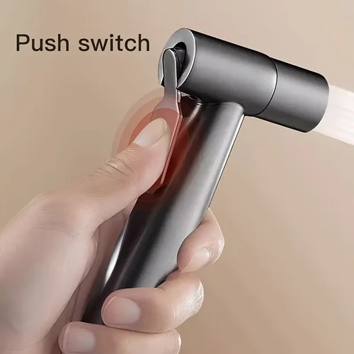 Imagen 2 del producto Pistola pulverizadora de inodoro de acero inoxidable gris, boquilla rociadora para inodoro, compañero de inodoro con tubo de expansión de 78 pulgadas, 3 uds.