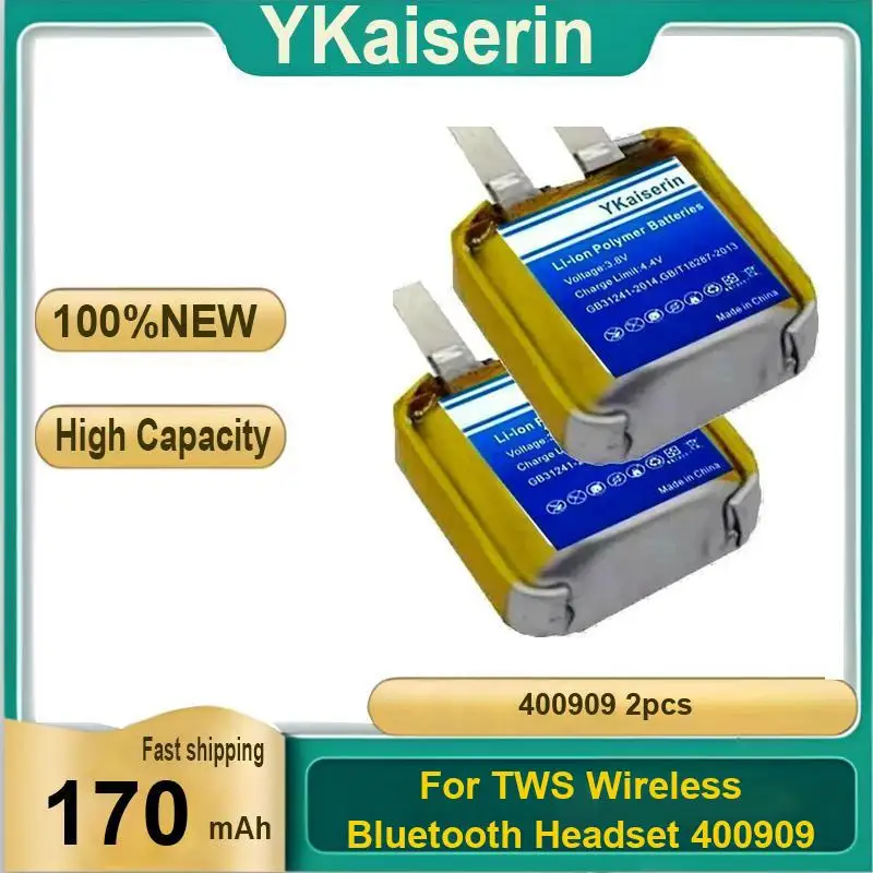 

170Mah Earphone Battery For Tws Wireless Bluetooth Headset 400909 2Pcs Replaceable Robust