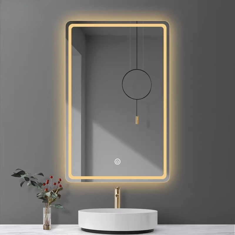 Smart bathroom wall-mounted led  anti-fog bathroom toilet with light toilet washstand mirror wall-mounted
