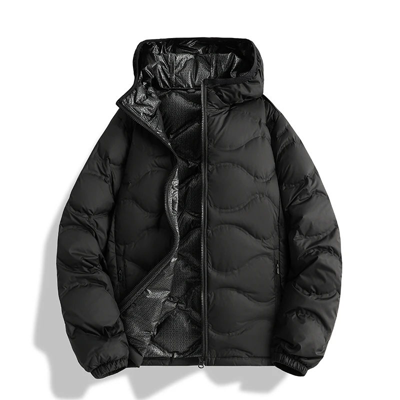 COMXZ 2025 Piumino in grafene da uomo Cappuccio moda Cappotto caldo antivento da neve all'aperto Giacca a vento invernale confortevole da viaggio premium