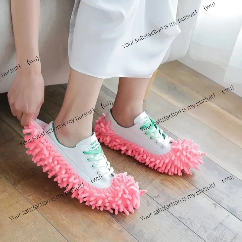 10pcs Chenille Dust Mop Slippers Home Floor Cleaning Mopping Shoes Water Uptake Foot Socks Mop Caps MultiFunction Cleaning Shoes