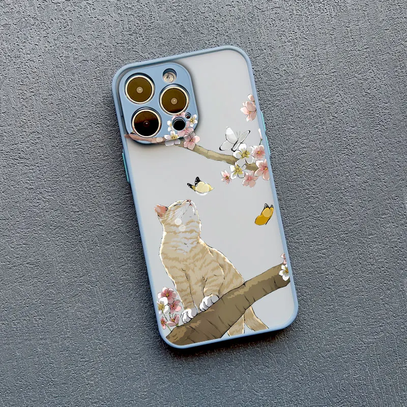 Niedliche Katzen-Blumen-Hülle für iPhone 17 16 15 14 Plus Pro Max 13 12 11 Pro Max Mini 16 Plus X XR XS Handyhüllen Stoßfeste Schutzhülle – Detail 2