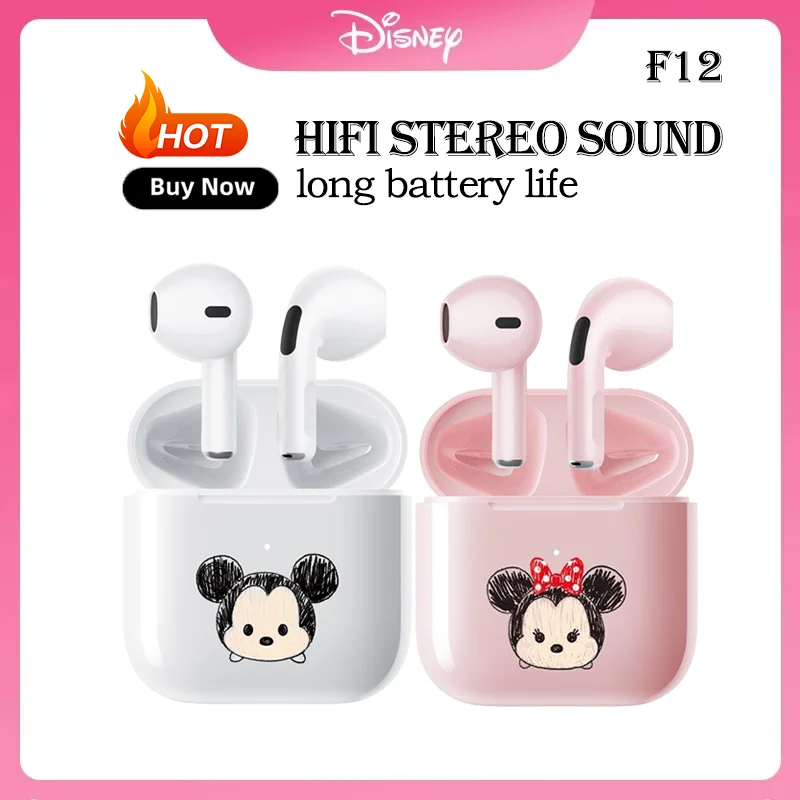 

Choice Original Disney F12 In Ear Wireless Earphones Noise Reduction Earbuds HIFI Sound Fashion Cute Music Mickey Headphones