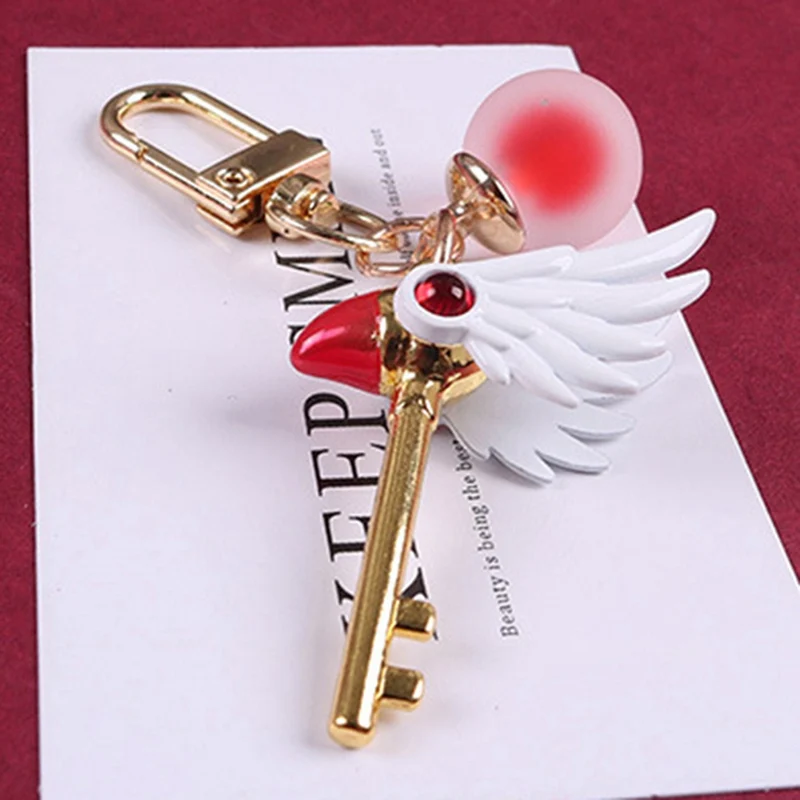 Sakura Bird Stick Clown Card Necklace Pendant Cosplay Keychain Key Ring Prop