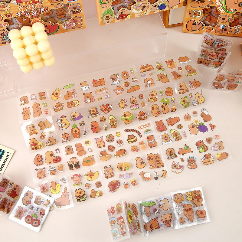 100Sheets Kawaii Capybara Stickers Waterproof Stickers Cartoon Cute Animal Stickers Creative Suitcase Decal Children Toys Gifts