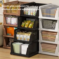 Stackable Storage Basket Plastic Folding Closet Organizers Storage Box Wardrobe Drawer layered Partition Clothes Storage rack - Image 3
