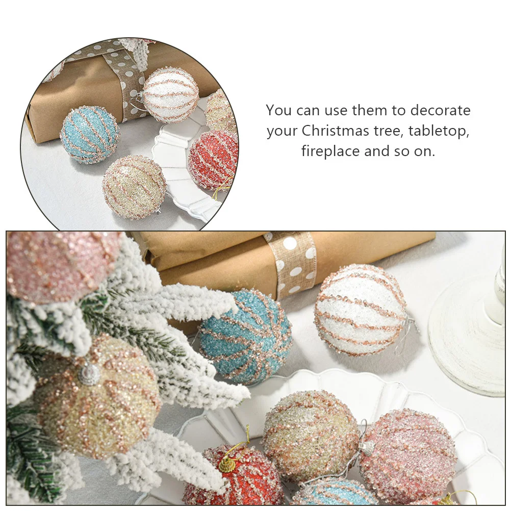 

6Pcs Christmas Ball Ornaments Xmas Tree Hanging Decors Stylish Foam Decor for Holiday Christmas Tree Hanging Ornaments