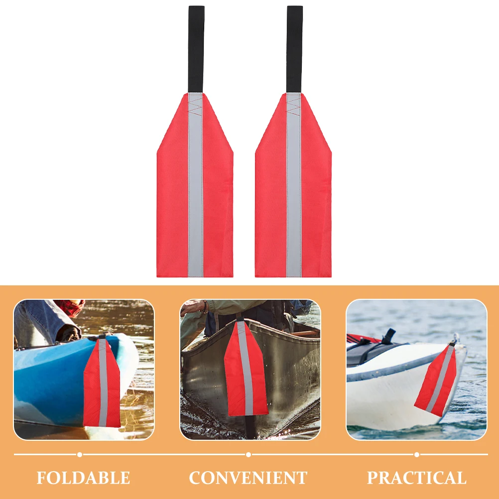 2 قطعة أعلام سلامة كاياك عاكسة أكسفورد القماش سحب الملحقات الزورق تحذير أعلام السفر في الهواء الطلق علم كاياك #4