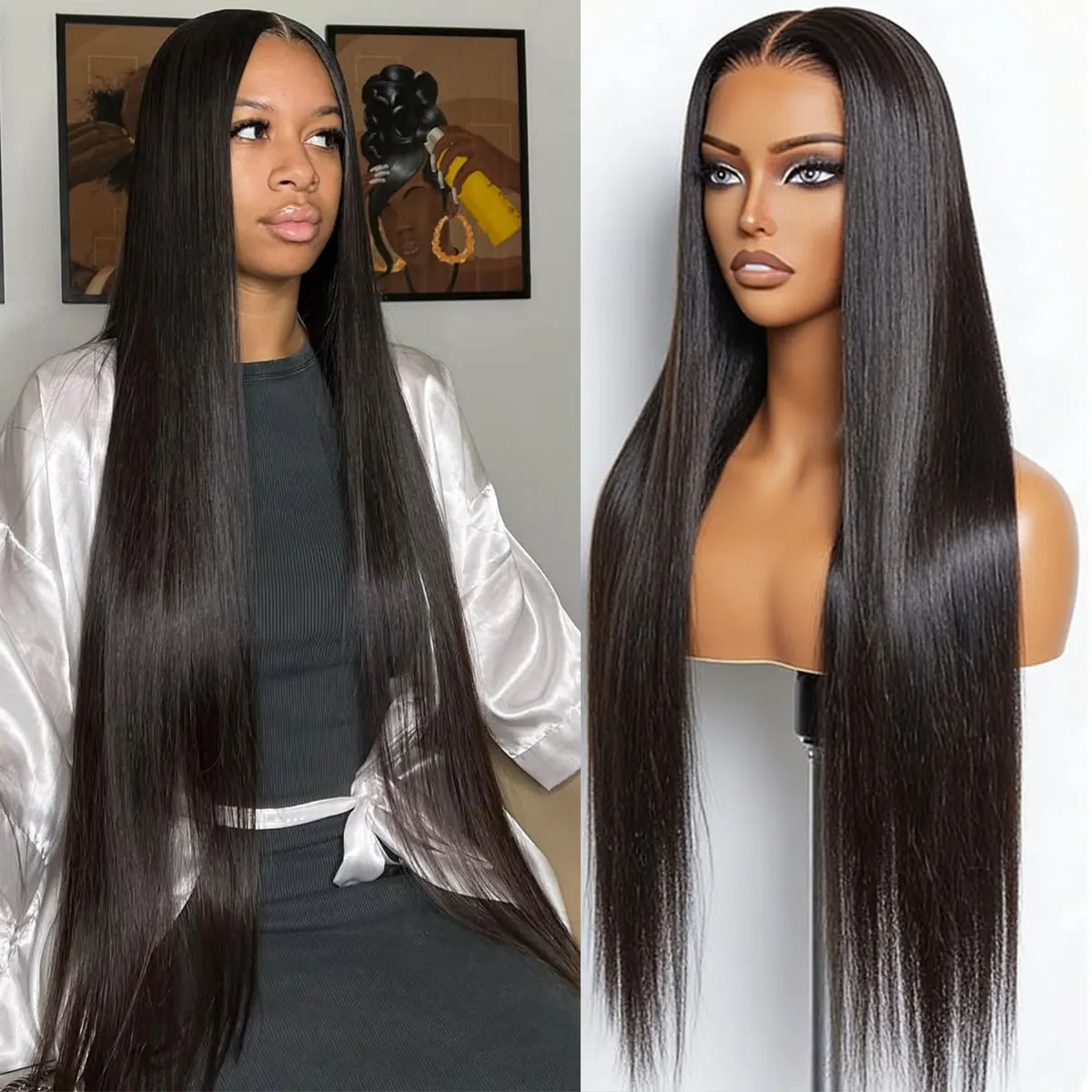

Накладной парик из натуральных волос 13x6 HD Lace Frontal, прямой, без клея, с HD-закрытием 5x5, распродажа