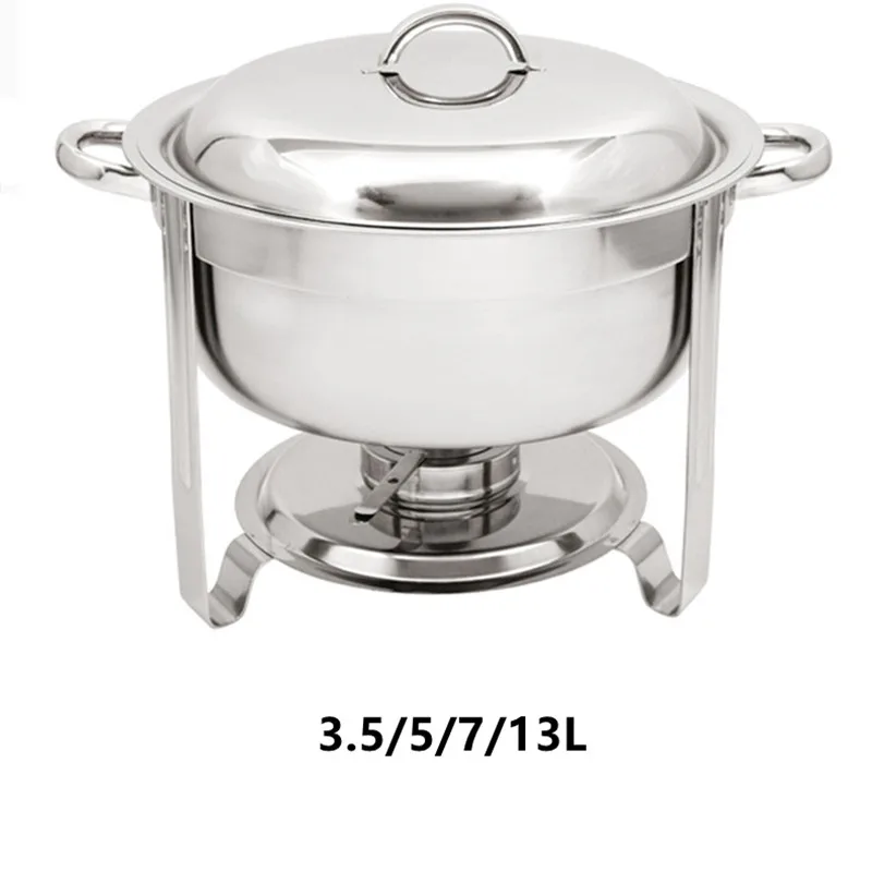 

3.5-5L Round Stainless Steel Buffet Stove Hot Pot Portable Chinese Hot Pot Dry Ice Hot Pot Camping Outdoor Pot