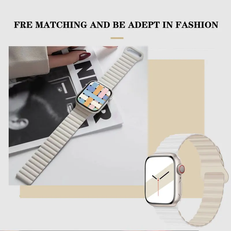 Magnetic Strap For Apple Watch Bands 45mm 38mm 49mm 40mm 42mm 41mm Silicone Sport Bracelet iWatch Series ultra 9 6 5 7 8 se 44mm