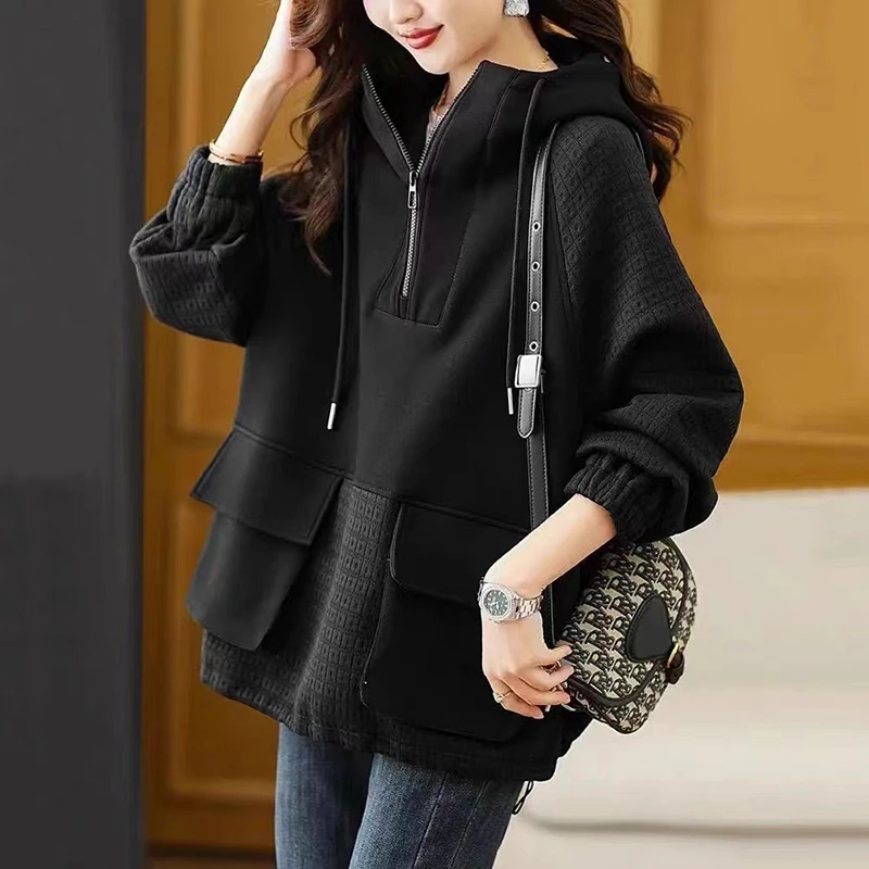 Winter Loose Fit Pullover Sweatershirts Female Coat Korean New Hoodies Women Jacket High-grade Hooded Sweatshirt Ladies Outwear