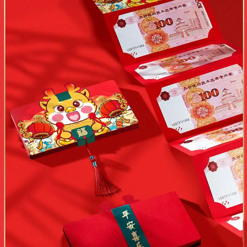 Opvouwbare Chinees Nieuwjaar Rode Enveloppen Traditionele Zegen Kaartsleuf Opvouwbare Hong Bao Nieuwjaar Cadeau Voor Vader Moeder Vrouw