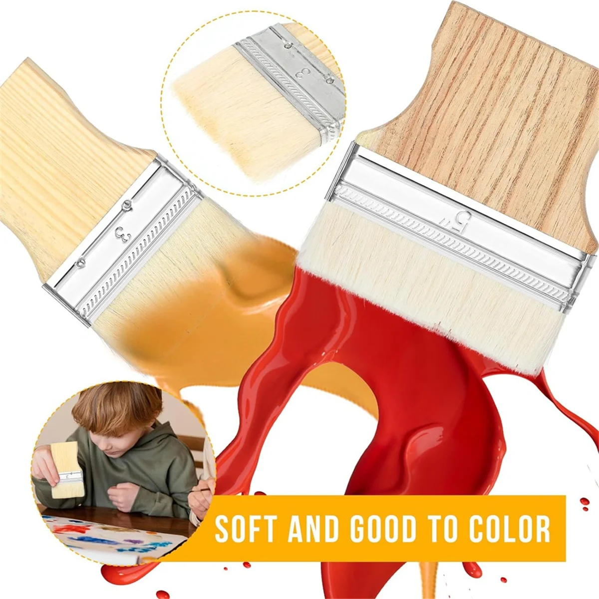 New 3 Pcs Flat Paddle Paint Brush Set,Wide Paint Brush Large Paint Brush 3/4/5 Inch Paint Brush for Oil and Acrylic Paints