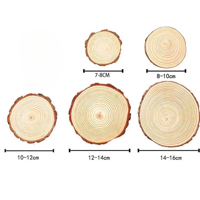 7-16CM Thick Natural Pine Round Unfinished Wood Slices Circles With Tree Bark Log Discs DIY Crafts Wedding Party Painting 1-10pc