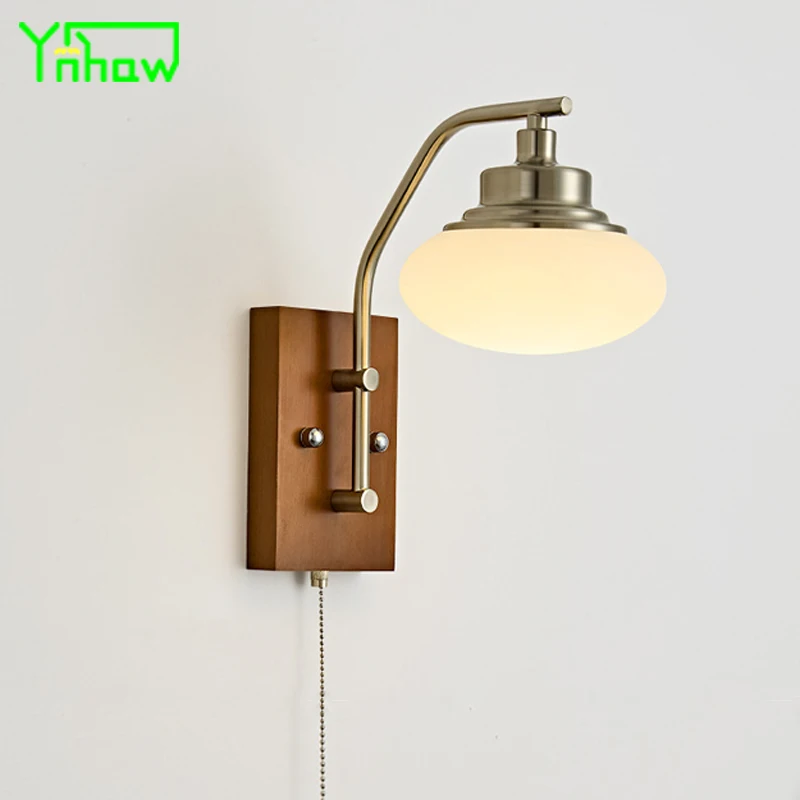 

Vintage Solid Wood Unique Wall Lamp Nordic Cozy Japanese Wabi-Sabi Retro Bedroom Bedside Zipper Lamp