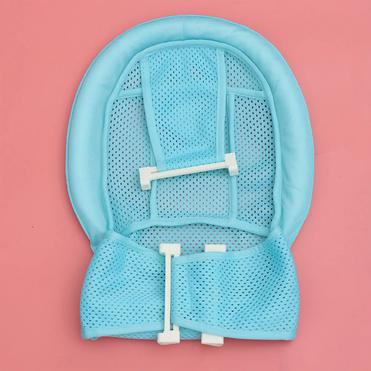 

Baby Bathtub Mesh Seat Net Blue Random Button Color Support Sling Infant Bath Tub Aid Parents Hands-Free Bathing