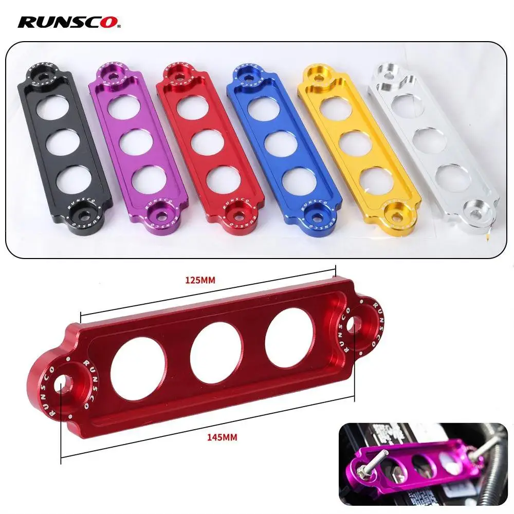 

JDM Battery Tie Down Racing Hold Bracket Lock Anodized Stainless Tray Hooks with Logo for Honda Civic/CRX 88-00