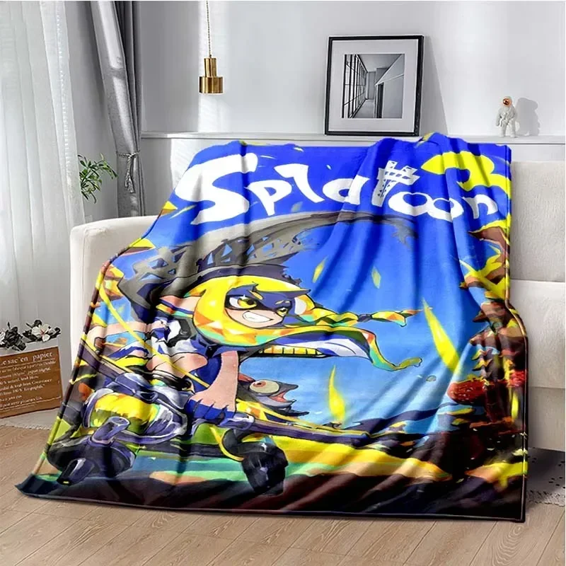 Game, Splatoon, Fashion Cute Cartoon Soft Plush Blanket, Flannel Blanket Gamer Bedroom Bed Sofa Picnic Throw Office Nap Blanket