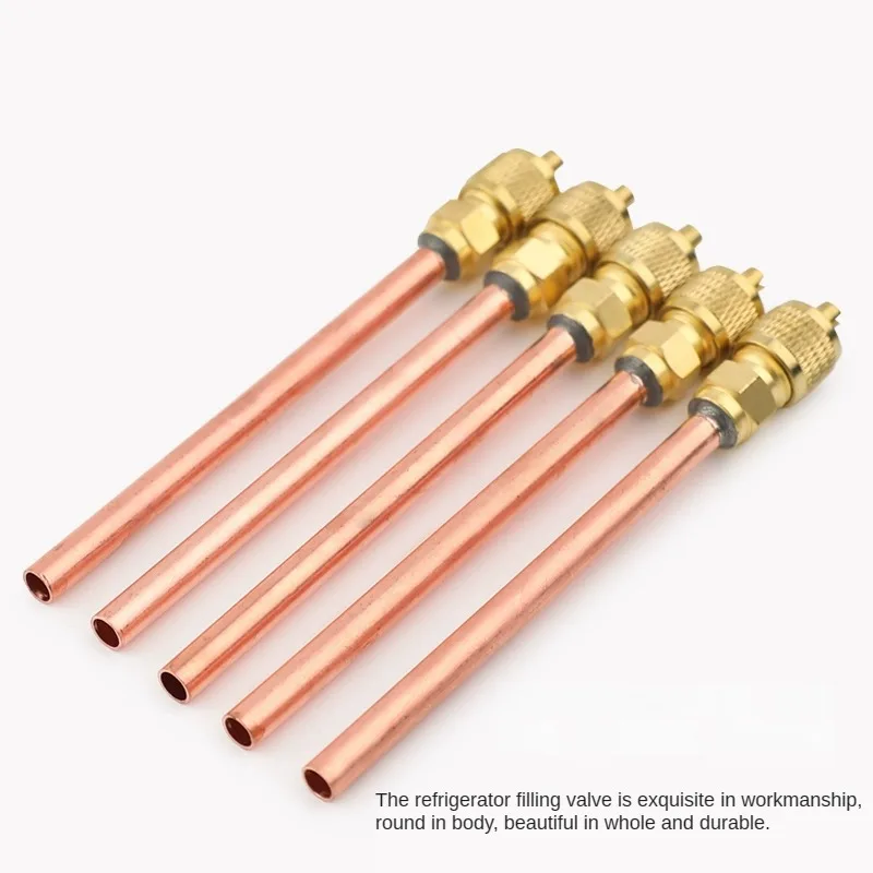 Air Valve Air Conditioning Refrigeration Service Access Valve 1/4 Inch Metal HS-110 5Pcs Set Refrigerant Filling Valve Connector