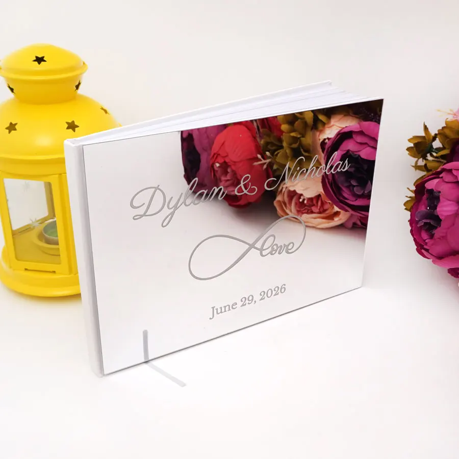 Personalized Wedding Guestbook Engraved Couple Name&Date Custom Infinity Love Design For Party Decoration Guest Sign In Book