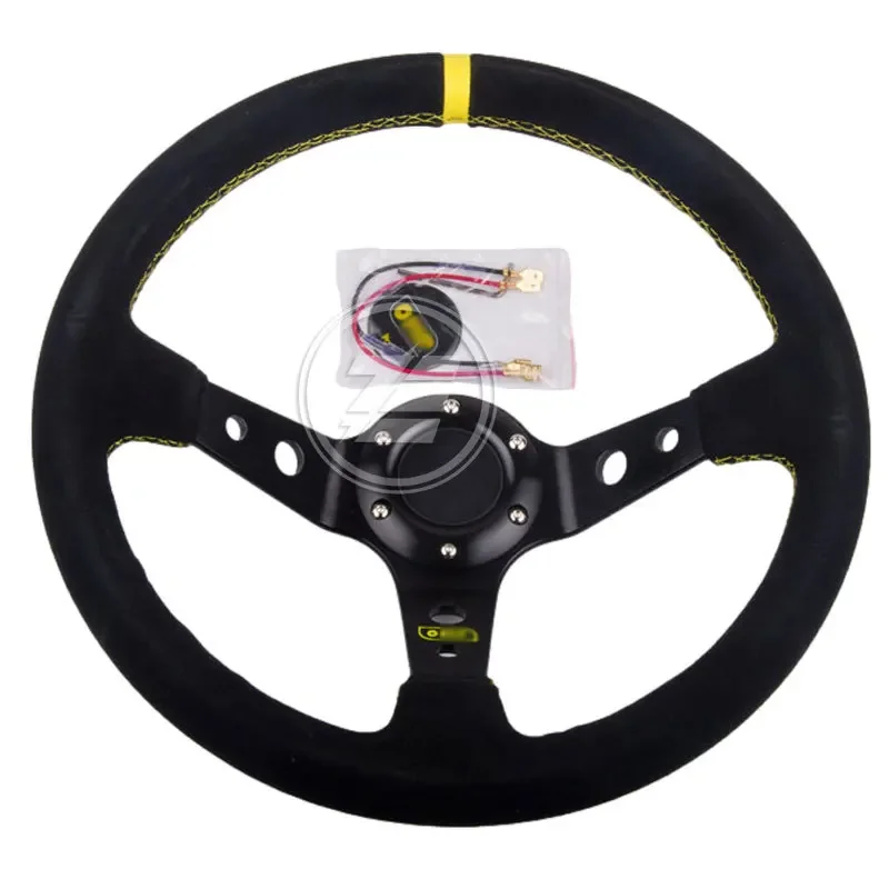 

14inch 350mm Car Drifting Sport Racing Leather Steering Wheel Aluminum Bracket Button Sport with Logo Car Accessories