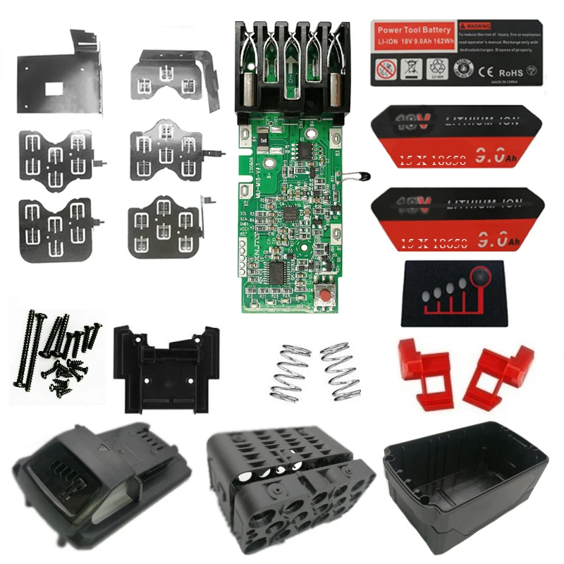 M18 batteria agli ioni di litio custodia in plastica PCB protezione di ricarica circuito Shell per Milwaukee 18V 3Ah 6Ah 9Ah alloggiamenti etichetta adesiva