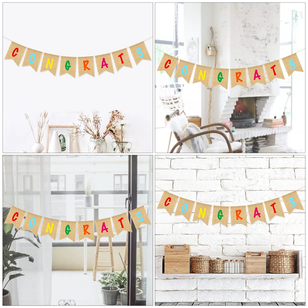 

Linen Hanging Banner Forked Tail Garland Supplies Party Bunting Graduation Banner Flag Graduation Hanging Garland Party Bunting