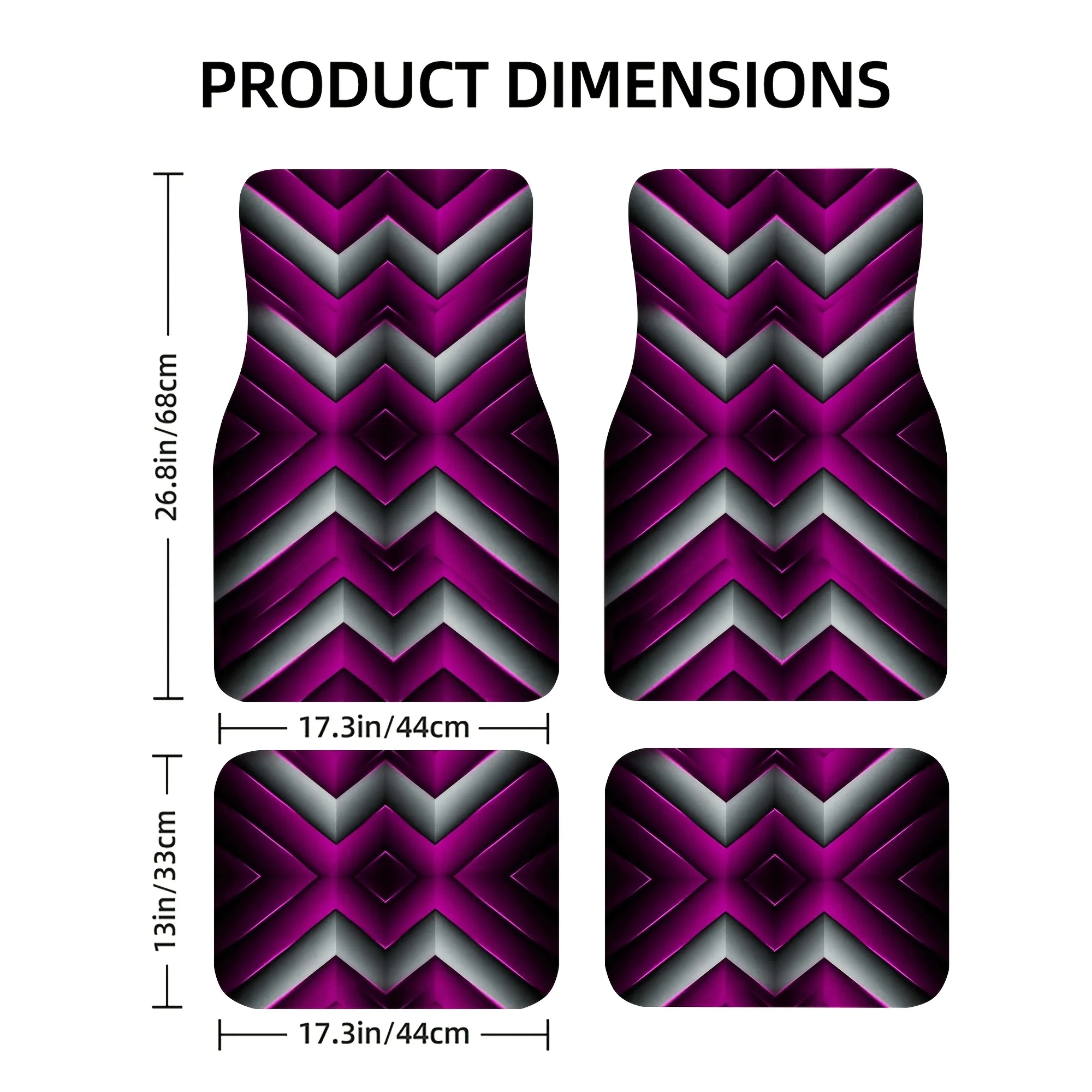 Purple Silvery Gradient Geometric Car Mats- Universal For All Vehicles- Fashionable- Enhances Driving Enjoyment- Perfect Gift Fo