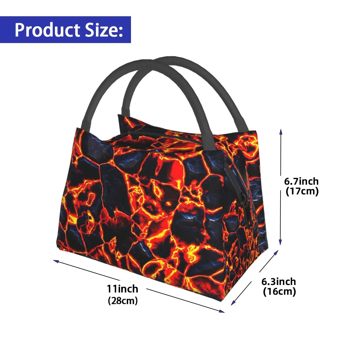 Magma Volcano Lava Fire Insulated Lunch Bag for Women Bento Storage Food Boxes Portable Container Cooler Thermal Lunch Box Tote