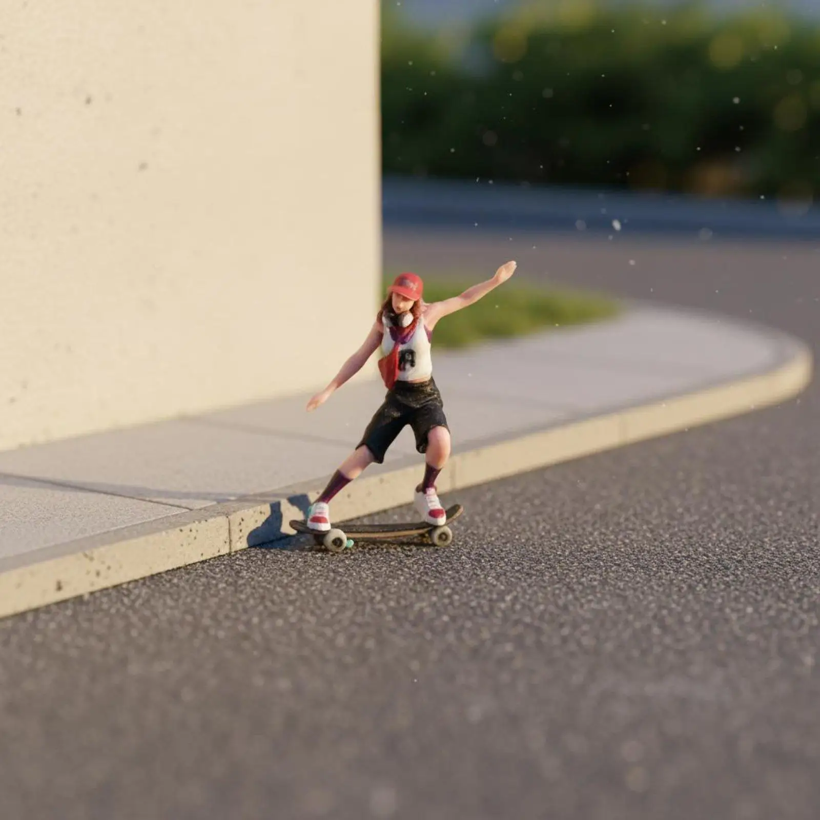 Pre Painted Skateboard Girl Model 1 64 Resin Figurine for Diecast Collection City Street Diorama Decor