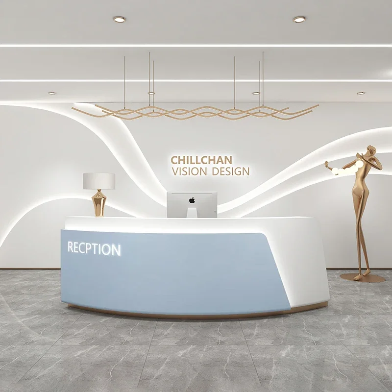 

Professional Office Furniture Cashier Table Front Desk Reception Counter Clothes Minimalist Grocery Store Muebles Companies