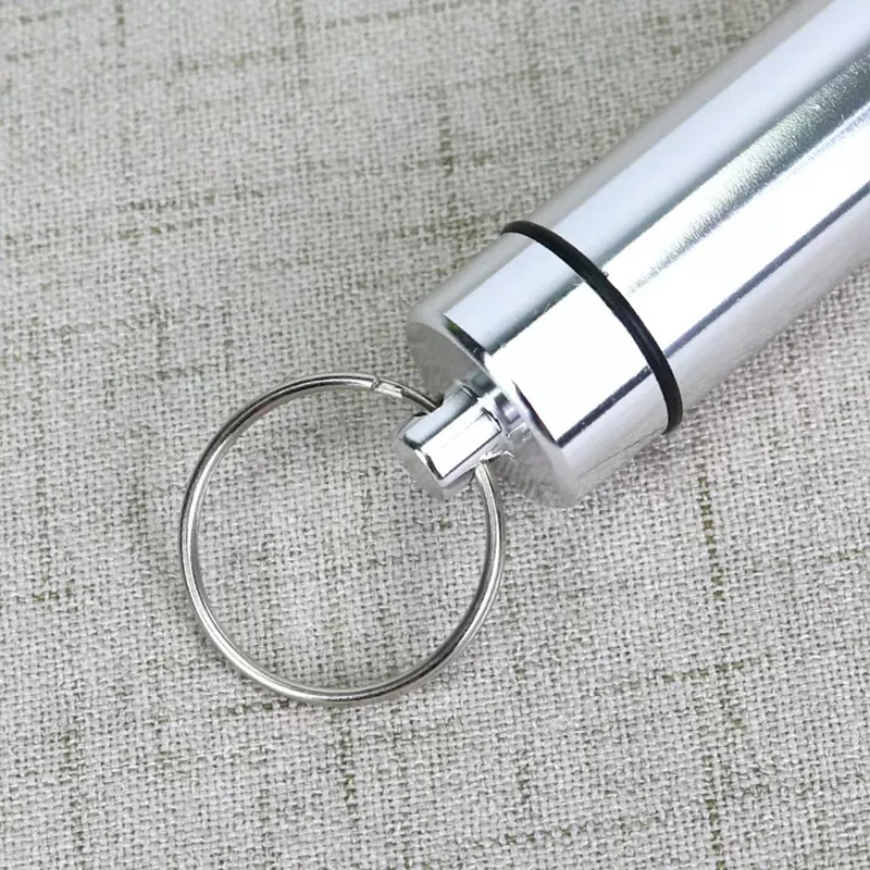 سبائك الألومنيوم المحمولة حبة حالة سلسلة مفاتيح مقاومة للماء معلقة زجاجة كبسولة الحاويات في الهواء الطلق التخييم السفر اللوحي صندوق تخزين #5