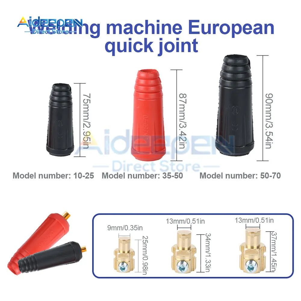 1 Pair Europe Welding Machine Quick Fitting Male Cable Connector Socket Plug Adapter DKJ 10-25 35-50 50-70