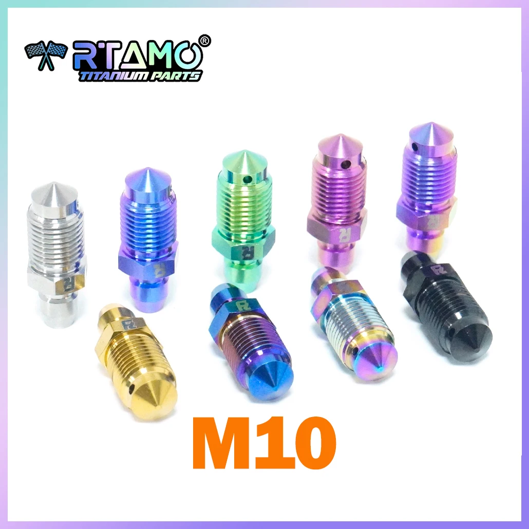 RTAMO Gr5 Titanium Banjo Bolt M10X1.0P/1.25P Ti Air Bleed Nipple Bolt for Motorcycle Brake Master Cylinder Caliper (1pc)