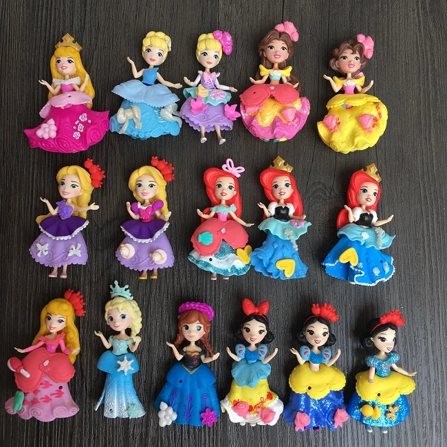 دمى أرييل تيانا رابونزيل أورورا الصغيرة يمكن ارتداؤها نسخة Q من ألعاب الأطفال النموذجية الطرفية الكرتونية