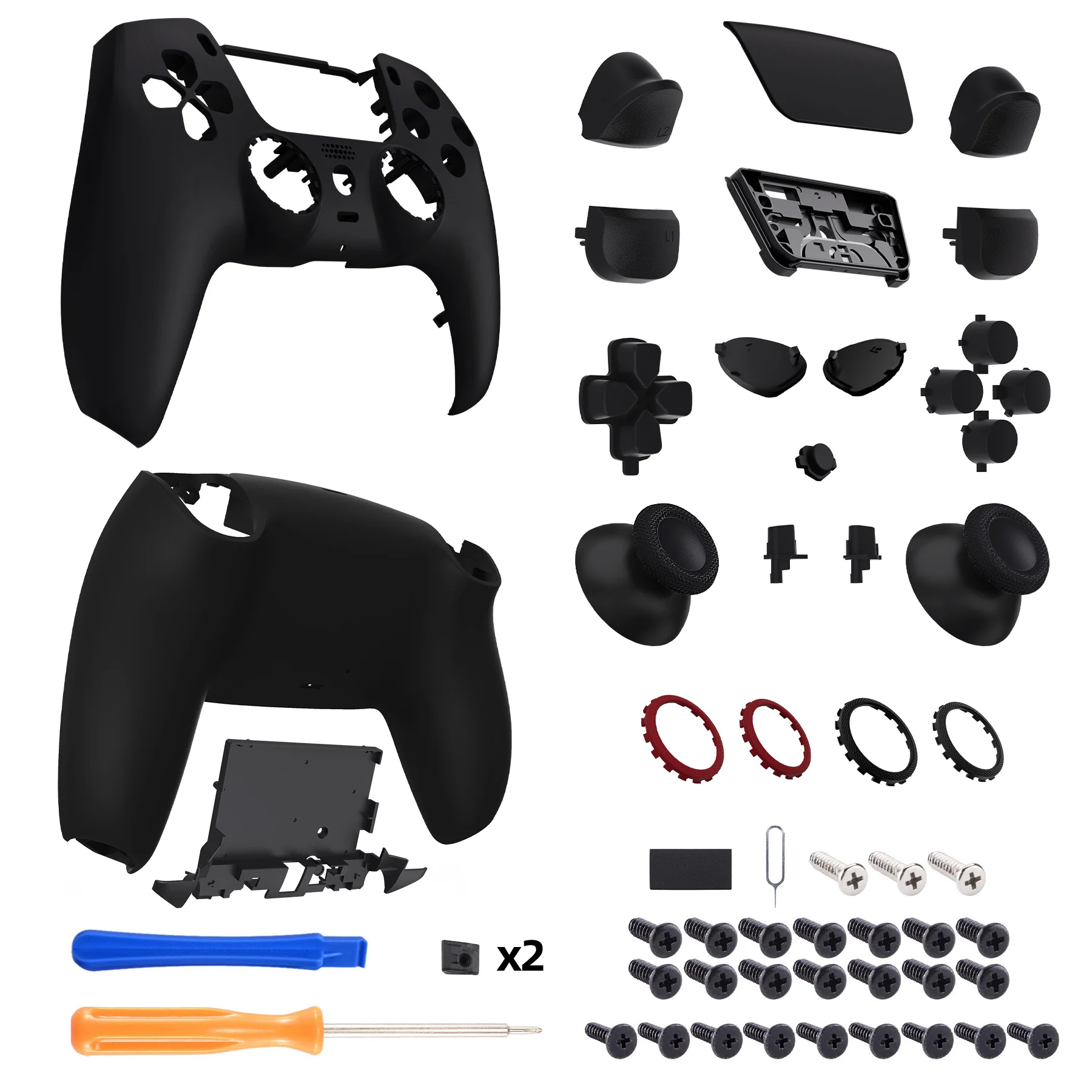 eXtremeRate Luna Redesigned Full Set Housing Shell Buttons Touchpad Cover Compatible with ps5 Controller BDM-060 - Black