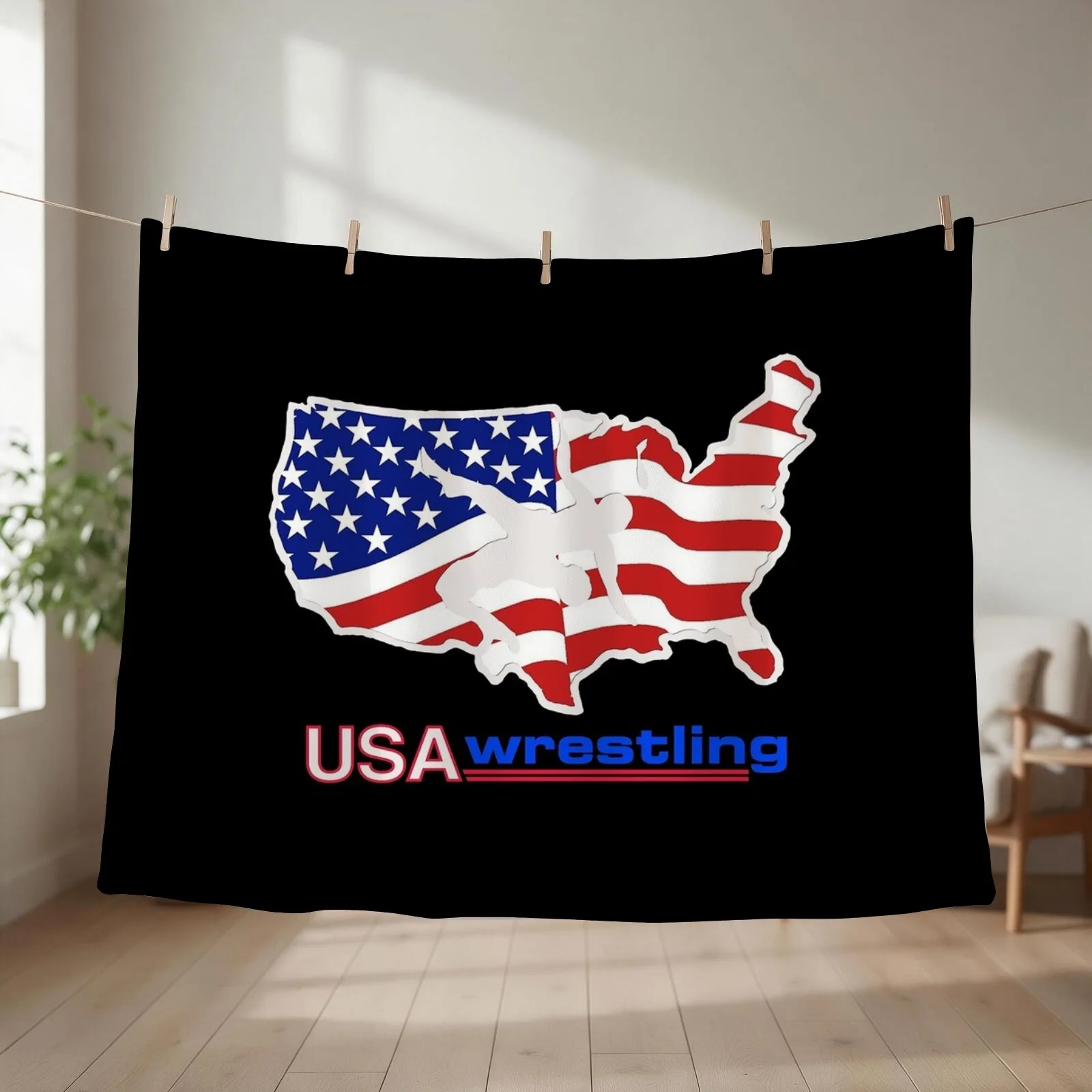 Terrific USA Wrestling Design Throw Blanket Soft Big Winter beds Moving Nap Blankets