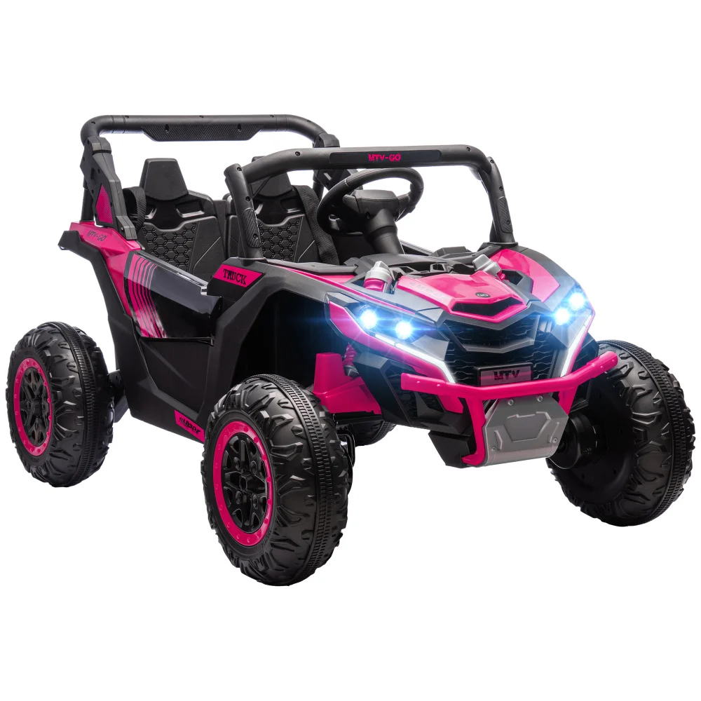 24V 7AH Ride on UTV, 2 Seater 4MPH Kids Electric Car Ride on Battery Powered Toy, Music Horn and LED Lights, for 3-8 Years old