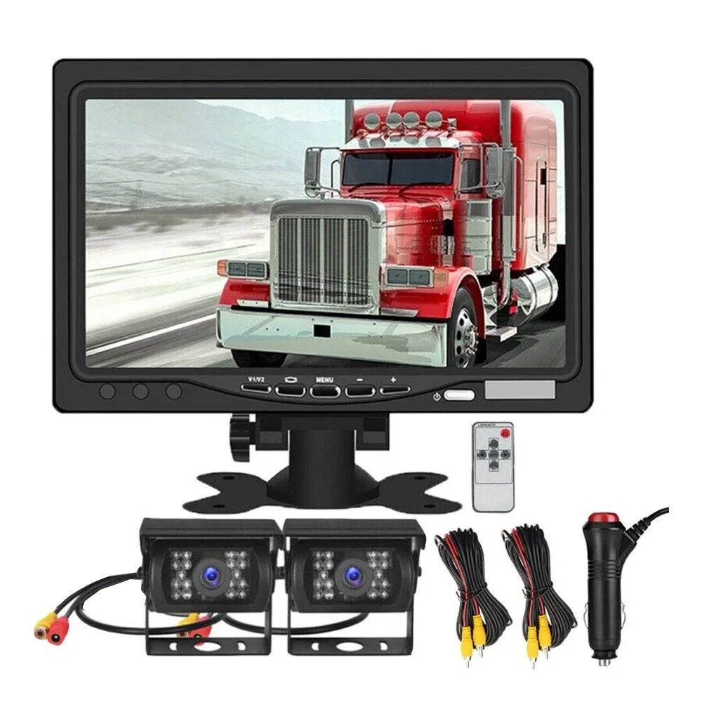 

12-24v For RV Truck Bus Van Car IR Back Up Camera Night Vision System 7" Rear View Monitor 10m AV cable