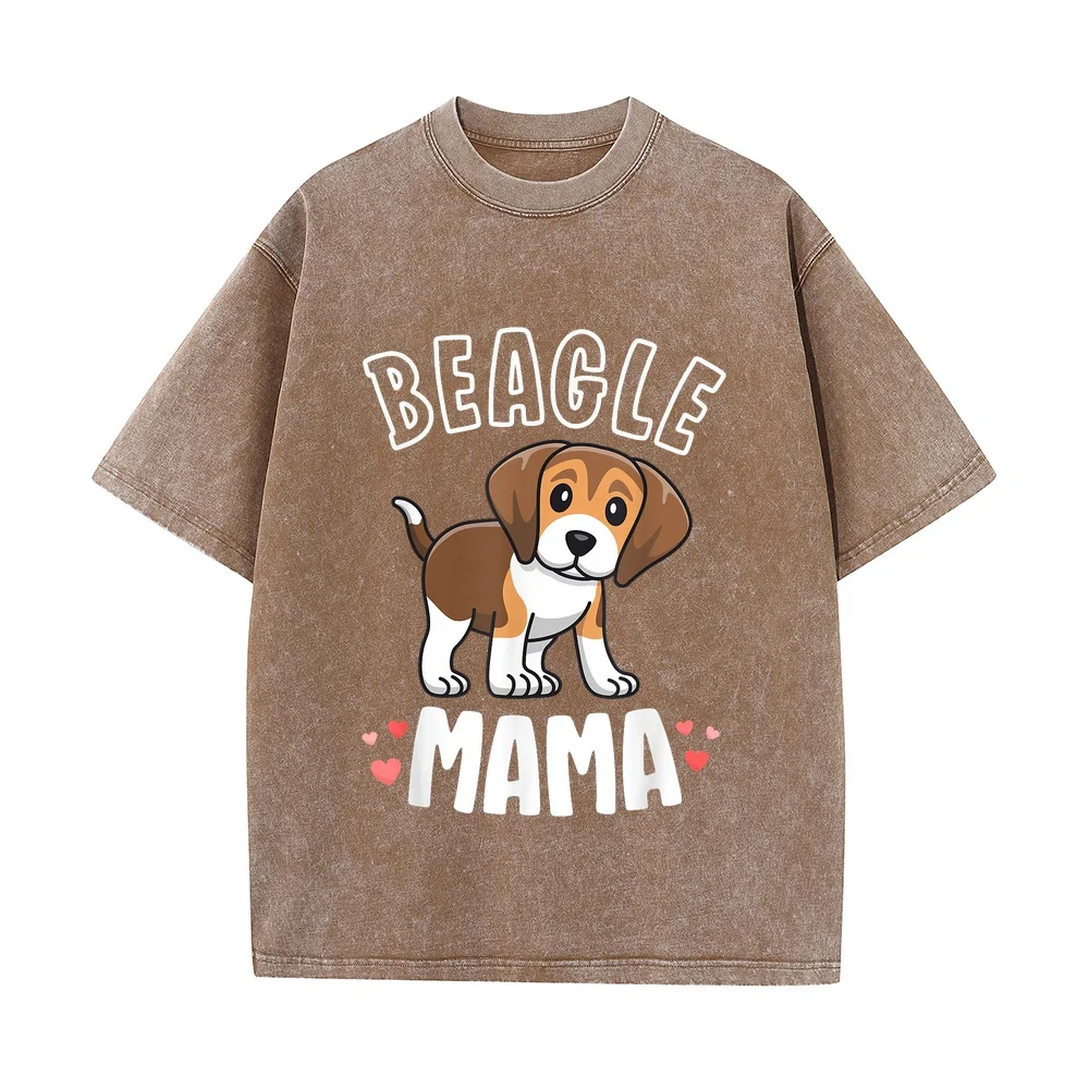 Beagle Mama Dog Mom Shirts For Women Men Gift Lover T-Shirt Short Sleeve Top Clothing Casual Cotton Pet Owner Animal Dad T Shirt