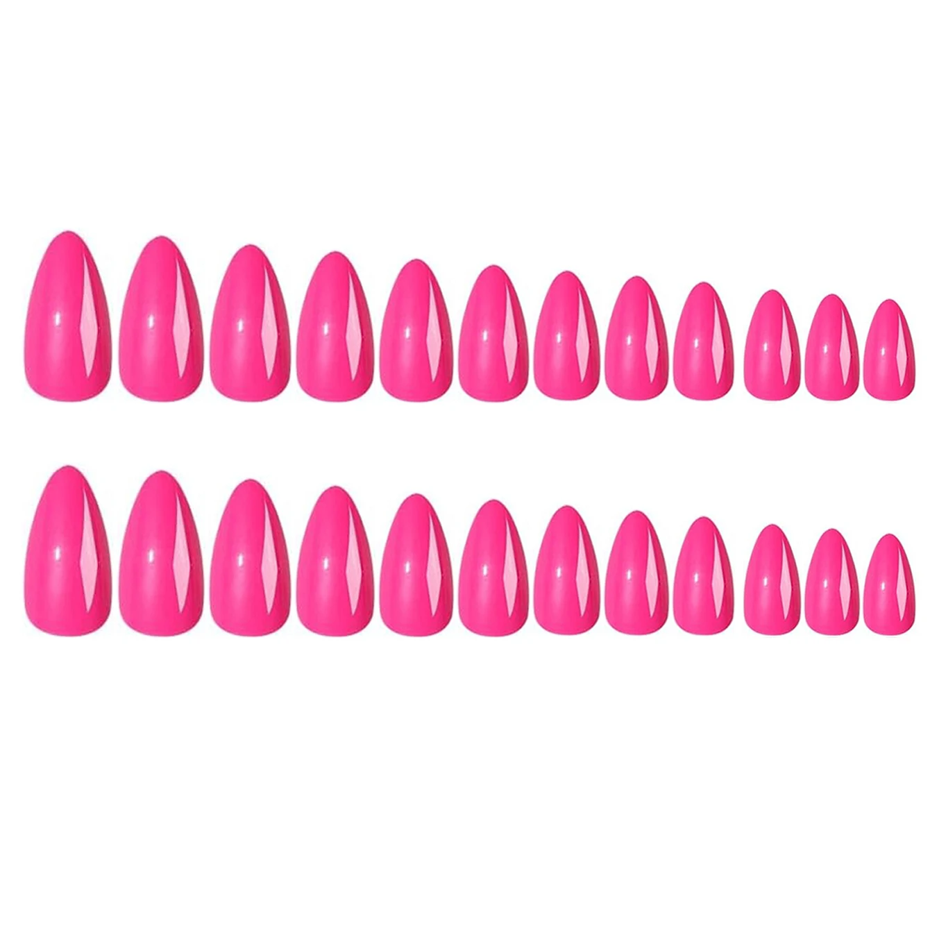 24 Uds. De uñas postizas largas de color rosa almendra, pegamento de gelatina desmontable y reutilizable, 1 empujador de cutículas, adecuado para niñas y mujeres